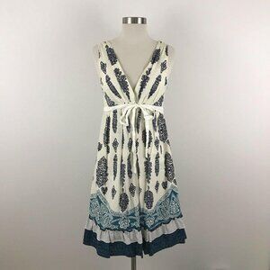 Y Apparel Womens Medium Dress Deep V Neck Back Ruffle Layered Hem